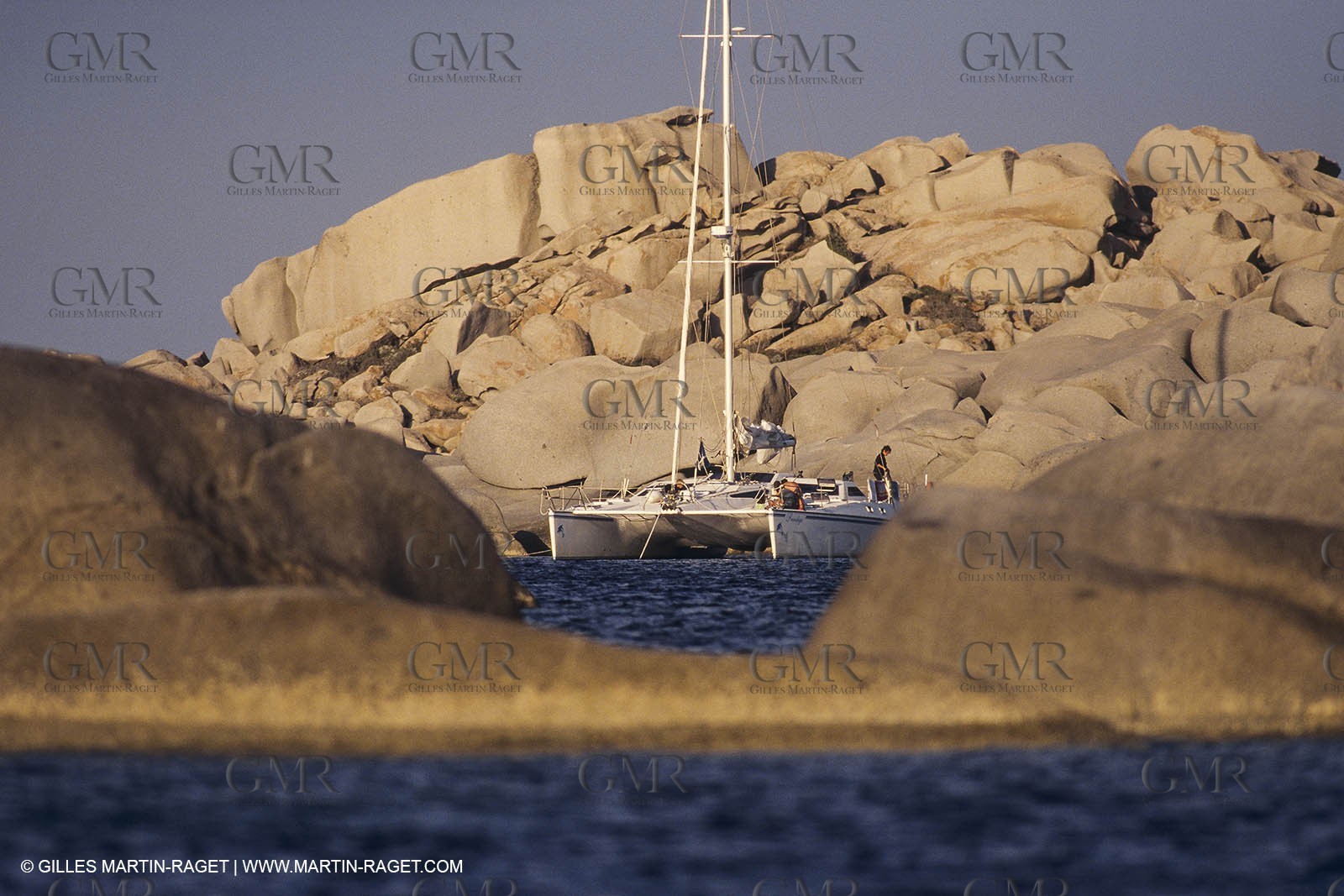 Sailing, cruising, multihull at the mooring