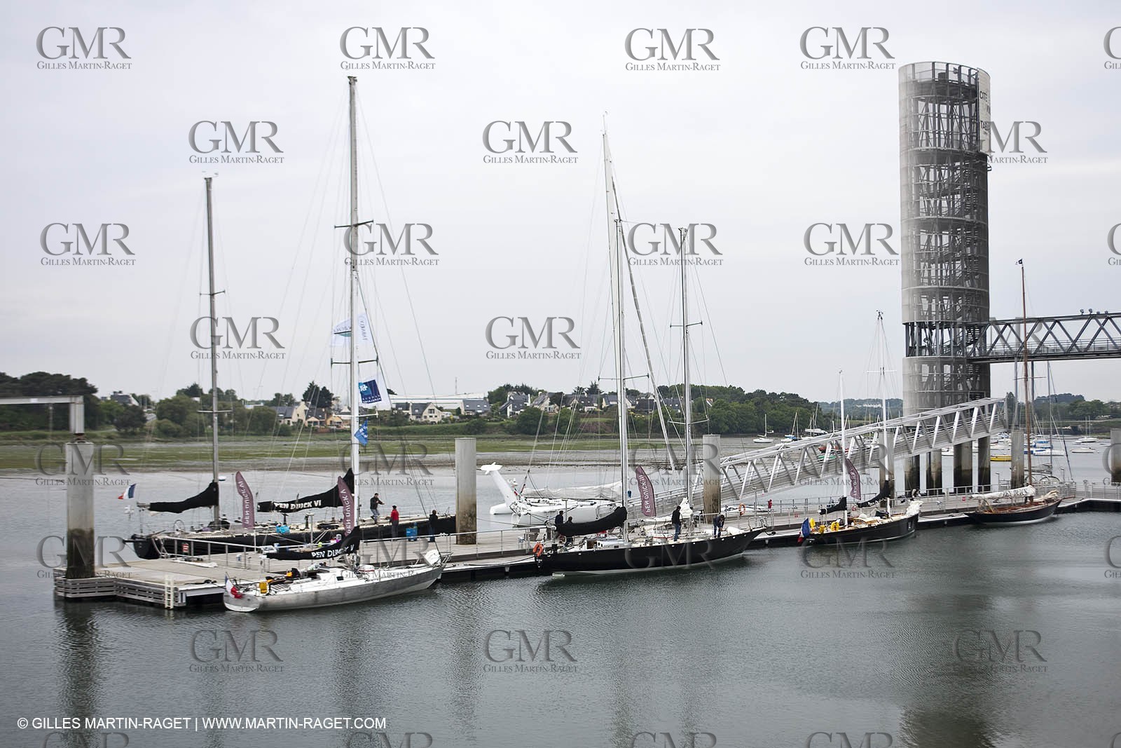 19 05 2010- Lorient- (FRA,56)  the five Pen Duick and l'Hydroptere in front of the Cité de la Voile Eric Tabarly