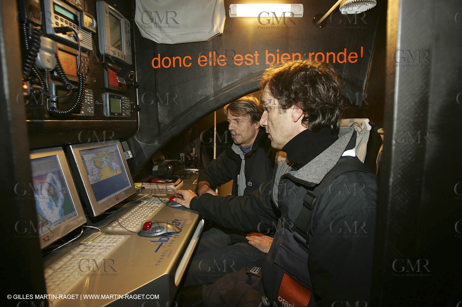 Orange II - Jules Verne Trophy - Training off Lorient - Bruno Peyron + Roger Nilson