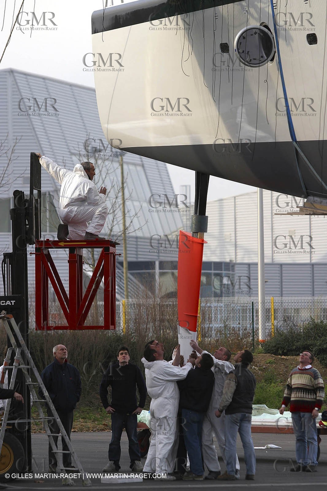 Vannes - Multiplast Boatyard - Orange II 1st going in the water