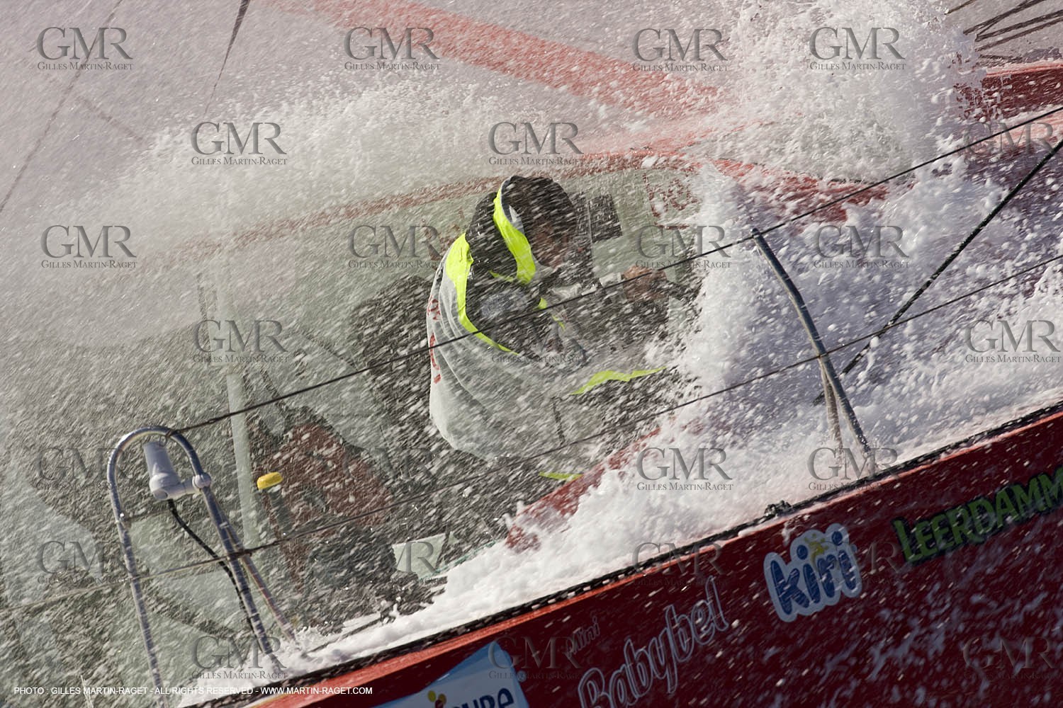 14 07 2008 - Port Camargue (FRA,30) Monocoques IMOCA - Vendée Globe 2008 - Kito de Pavant (Groupe Bel) training in strong breeze.