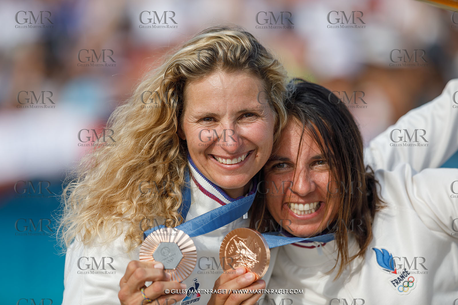 02 08 2024, Marseille (FRA), Paris 2024 Olympic Games, Sailing, Race Day 5, Medal ceremony for 49er FX and 49er