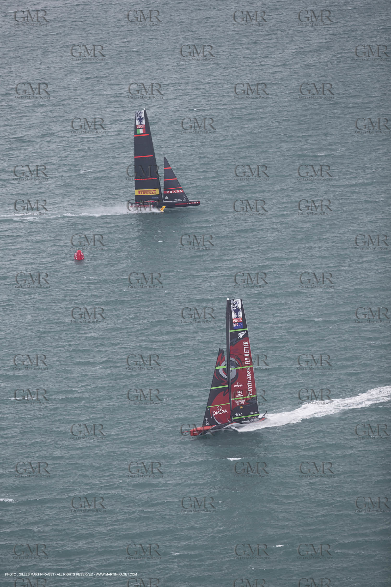 10 12 2020 - Auckland (NZL) - 36th America's Cup - Practice Sessions - Day 2 - Emirates Team New Zealand and Luna Rossa Prada Pirelli Team