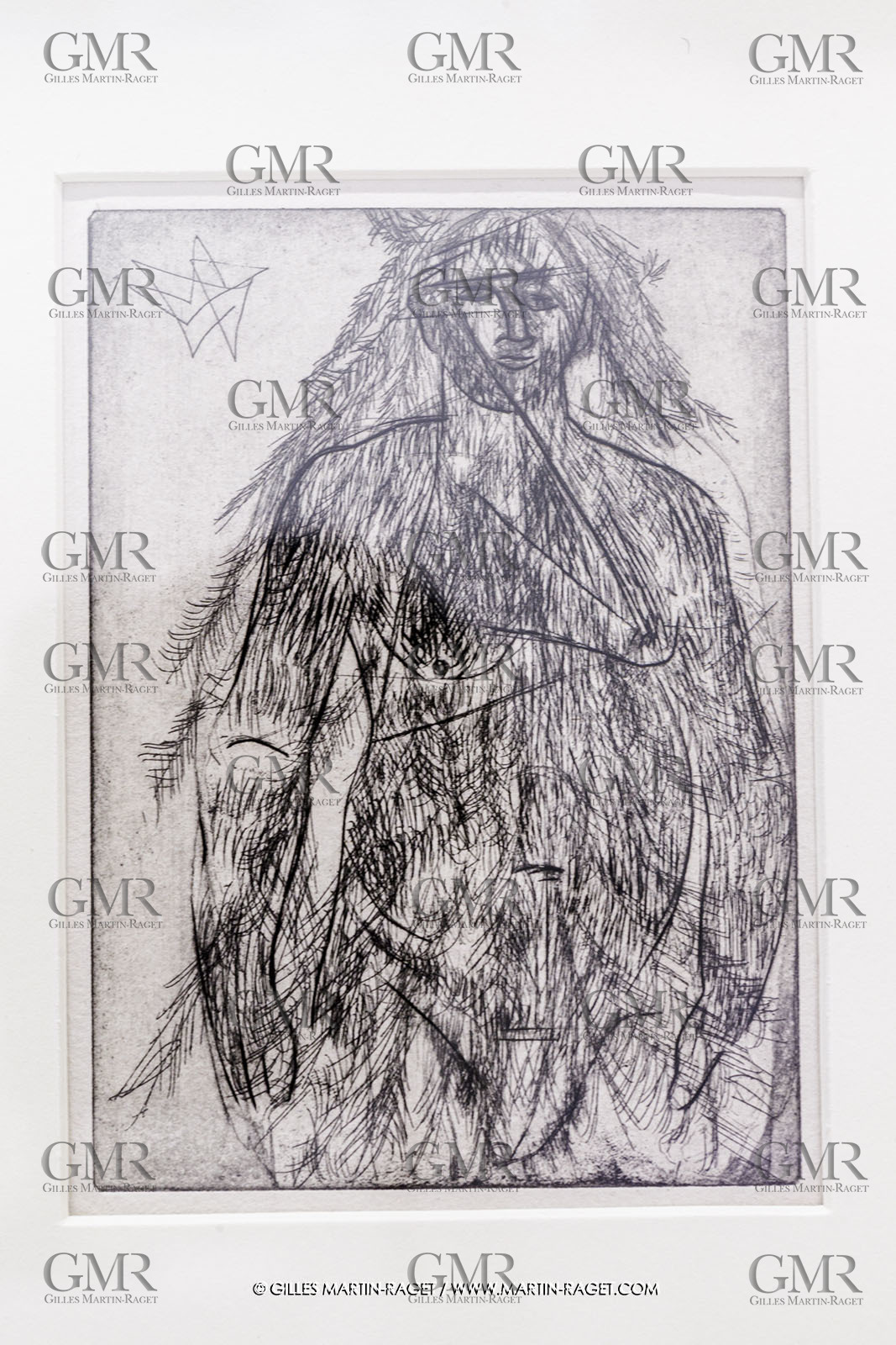 02 05 2023, Paris (FRA), oeuvre de Germaine Richier, Exposition Centre Pompidou 2023, L'Orage, état II 1947-1948, Pointe sèche sur papier, 36 x 29 cm, Collection particulière