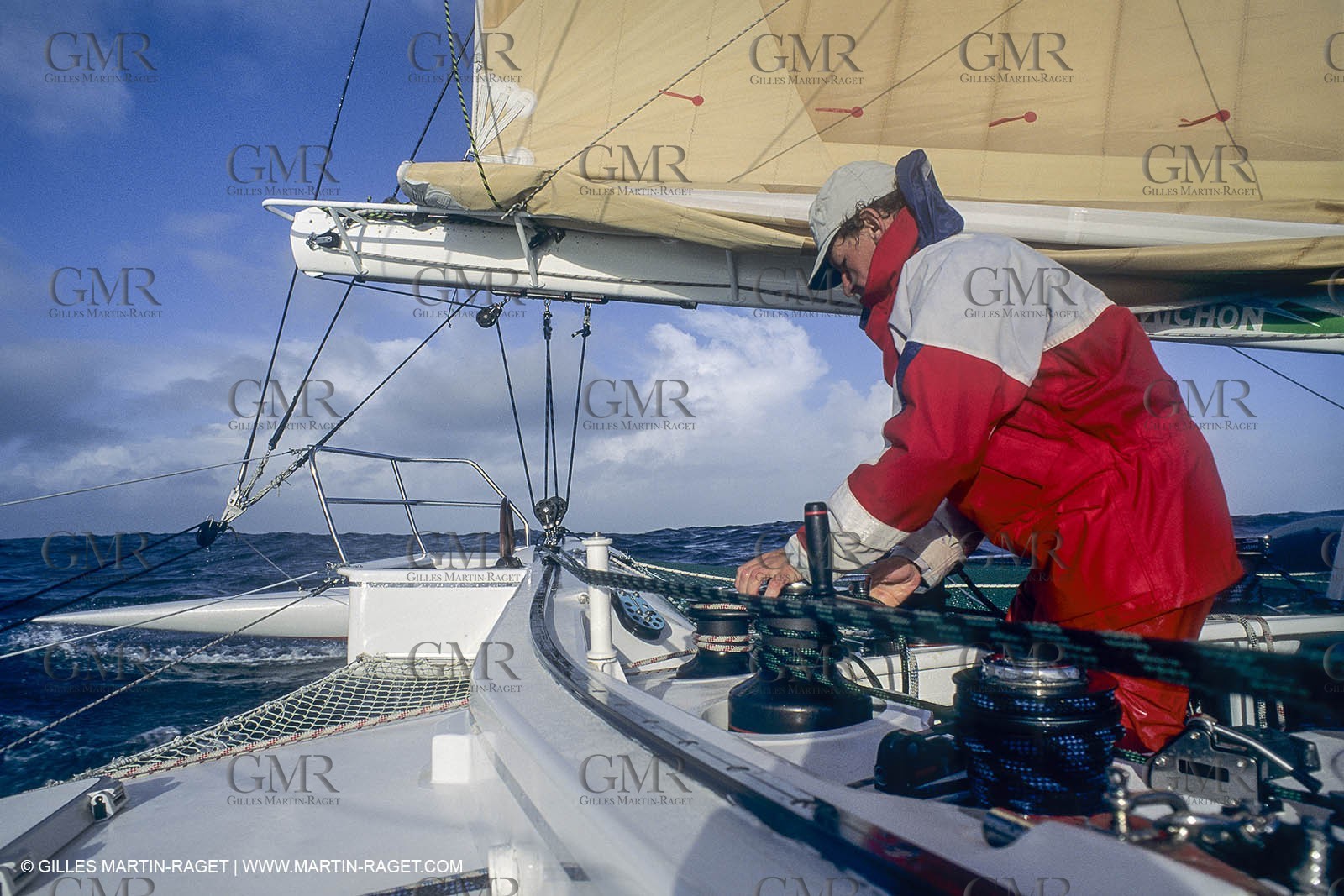 Sailing, Offshore Racing, Route du Rhum 1990, Fleury Michon IX, Philippe Poupon