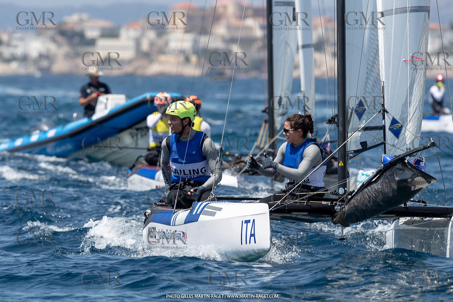 16 07 2023, Marseille, (FRA), Paris 2024 Olympic Games 2024 Sailing Test Event, Day 8, Medal race Nacra 17