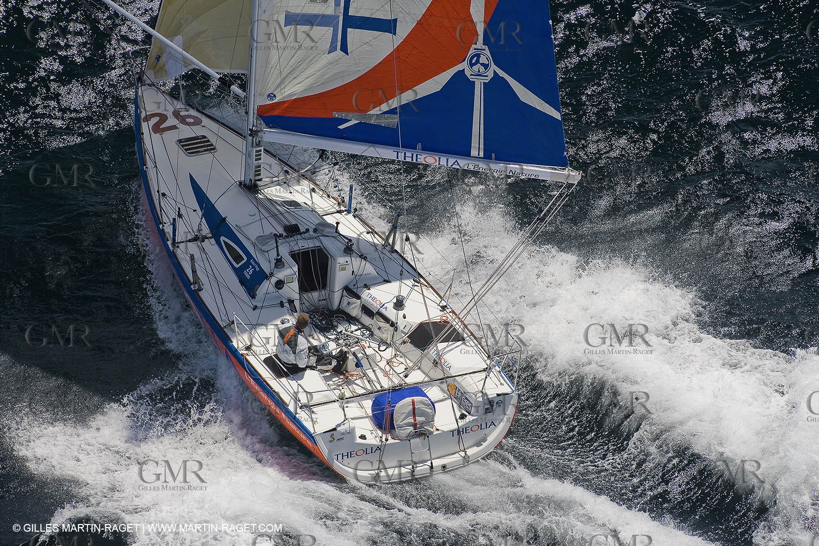 06-26-2007 - FIGARO II - THEOLIA - Skipper : Robert Nagy - Training off Marseille (south France) with strong wind conditions