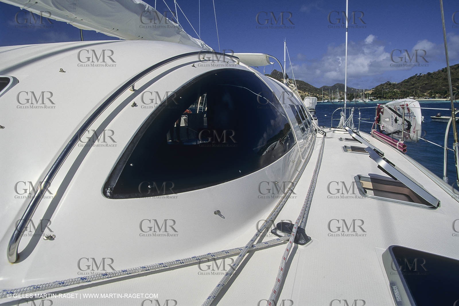 Sailing, cruising, multihull at the mooring