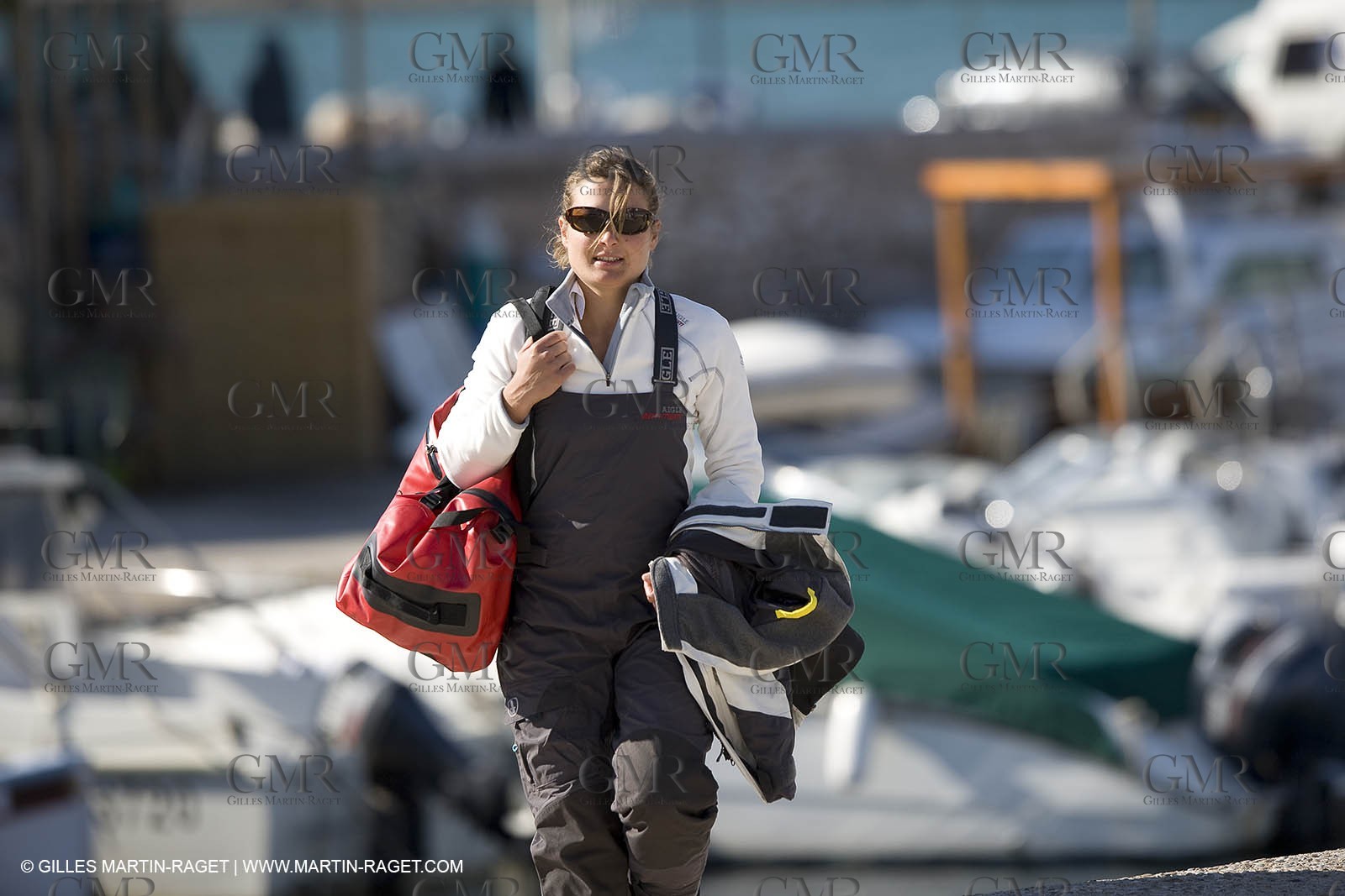 28 09 2007 - Marseille (FRA, 13) - Aigle Marine weather clothing showed in action by salors Marc Emig et Luce Molinier