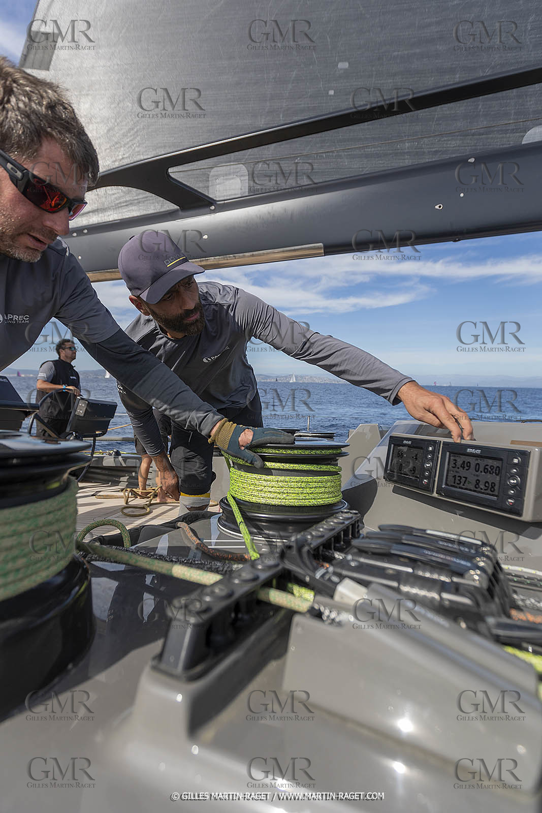 03 10 2022, Saint-Tropez (FRA,83), Voiles de Saint-Tropez 2022,  entraînement des maxis, A bord de Sipirit of Malouen X