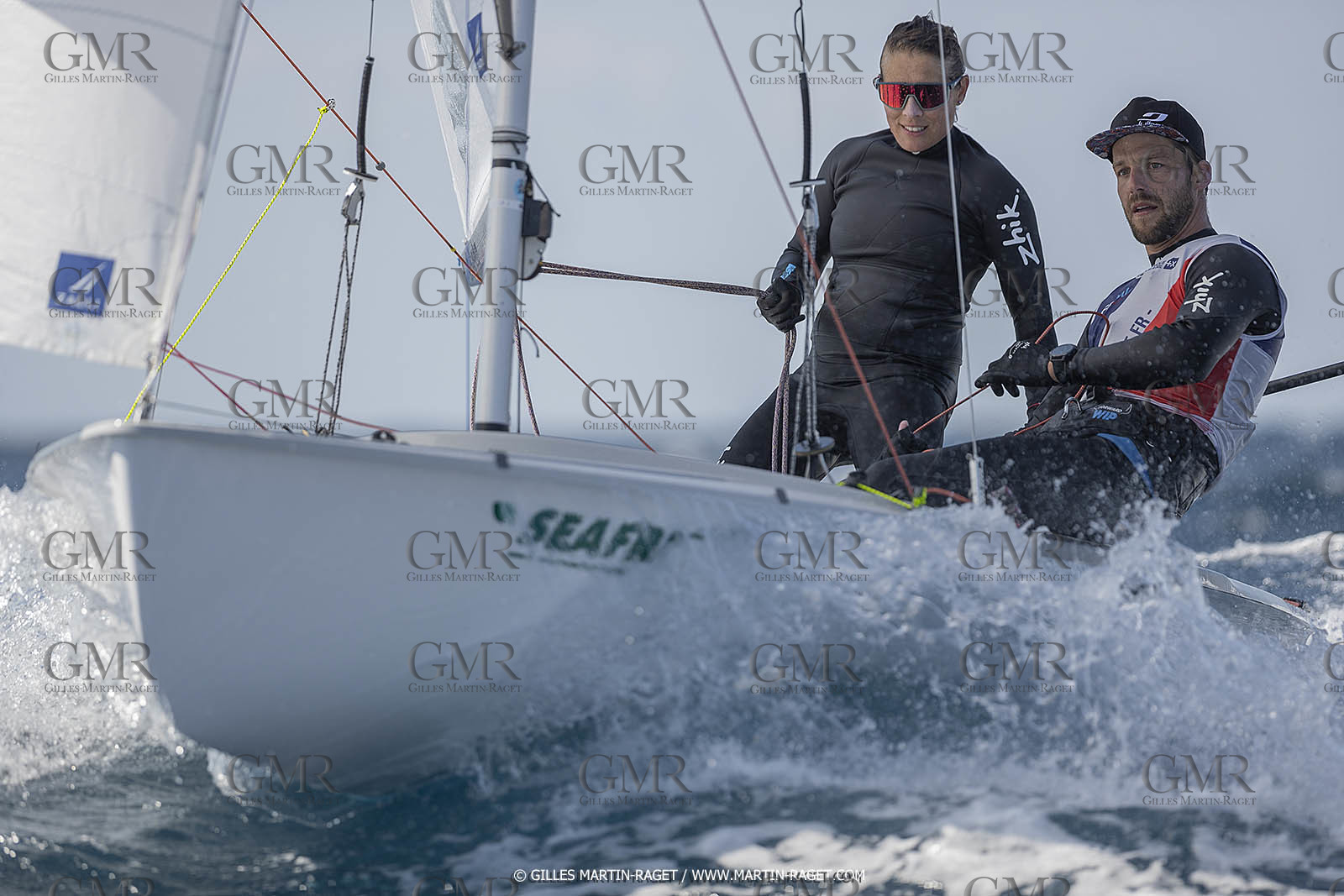 16 09 2022, Marseille (FRA), 470 Class, Paris 2024 Olympic Games, Sailing, 470 mixed dinghy, trainings, Camille Lecointre Jeremie Mion (FRA)