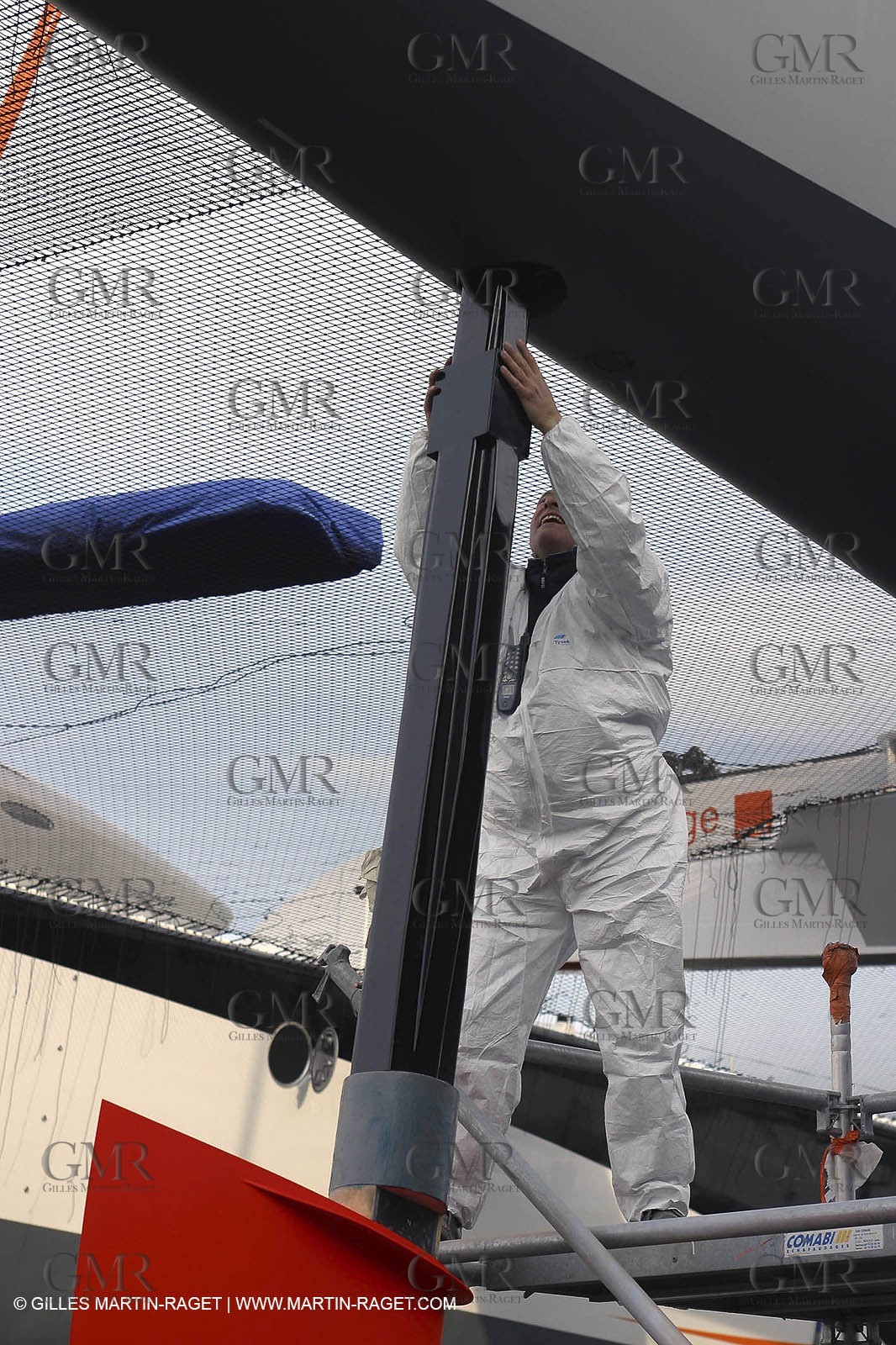 Vannes - Multiplast Boatyard - Orange II 1st going in the water