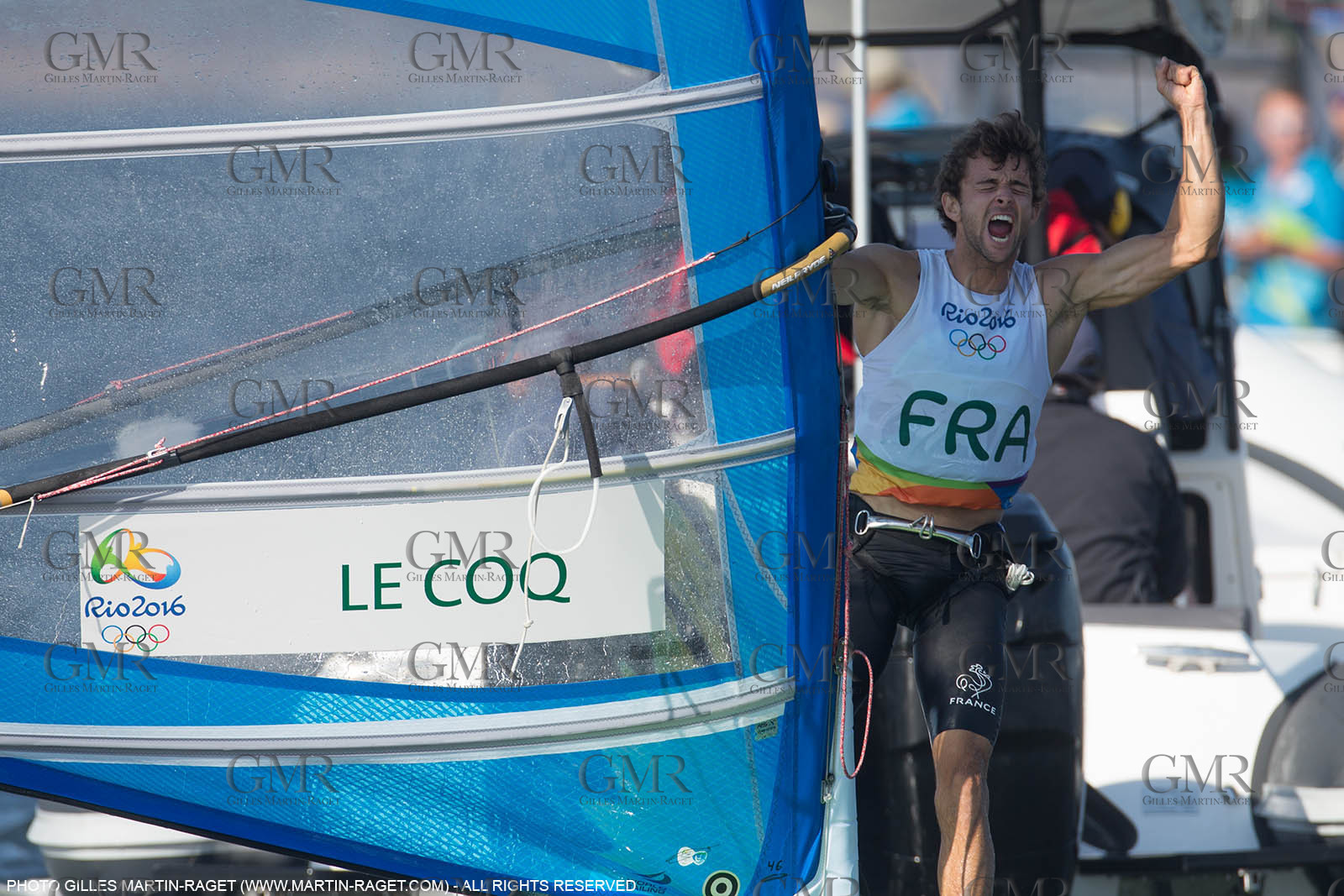 14 08 2016, Rio de Janeiro (BRA), 2016 Olympic Games, Sailing, RSX Men Medal race, Pierre Le Coq (FRA), bronze medalist
