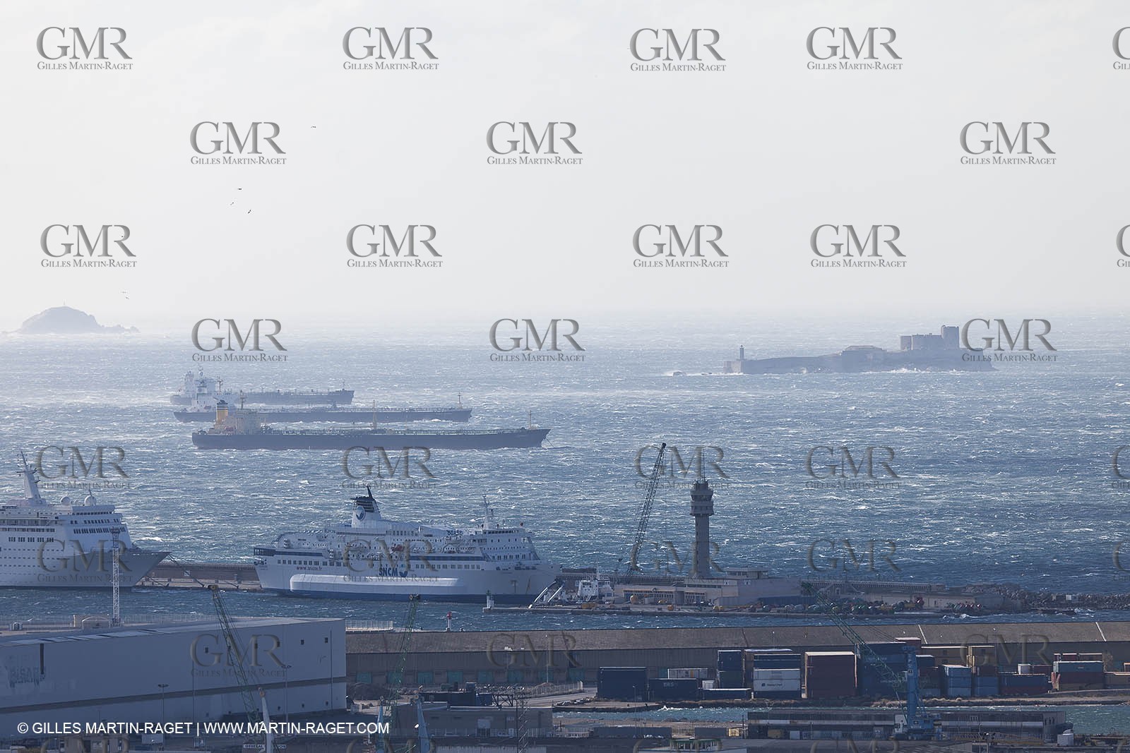 25 10 2010 - Marseille (FRA,13) - Navires au mouillage en raison d'un grève du personnel portuaire