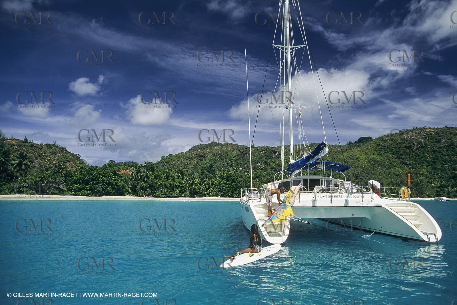 Sailing, cruising, multihull at the mooring