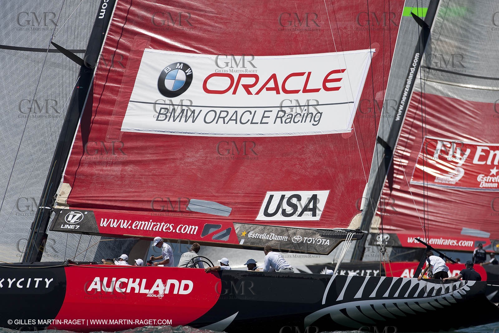 23 01 2009 - Auckland (NZL) -  Louis Vuitton Pacific Series - BMW ORACLE Racing-Tuning up onboard Emirates Team New Zealand yacht