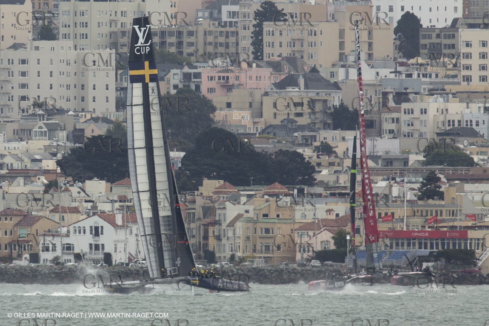 03 08 2013 - San Francisco (USA,CA) - 34th America's Cup - Training Day prior Louis Vuitton Semi Finals - Artemis and Emirates Team New Zealand