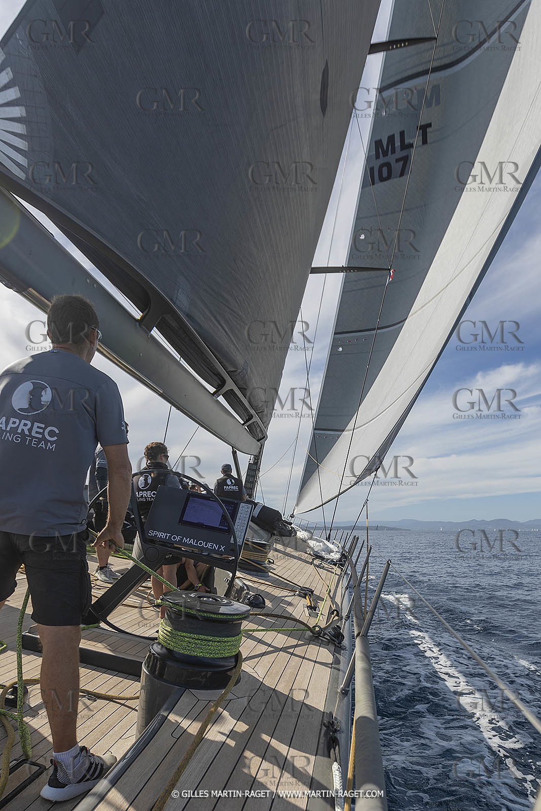 03 10 2022, Saint-Tropez (FRA,83), Voiles de Saint-Tropez 2022,  entraînement des maxis, A bord de Sipirit of Malouen X
