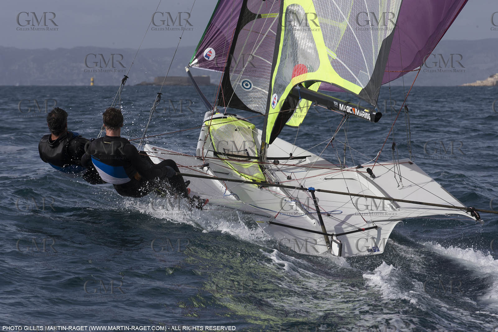04 03 2016, Marseille (FRA,13), Olympic Sailing, 49er, french representatives Julien D'Ortoli Noë Delpech training