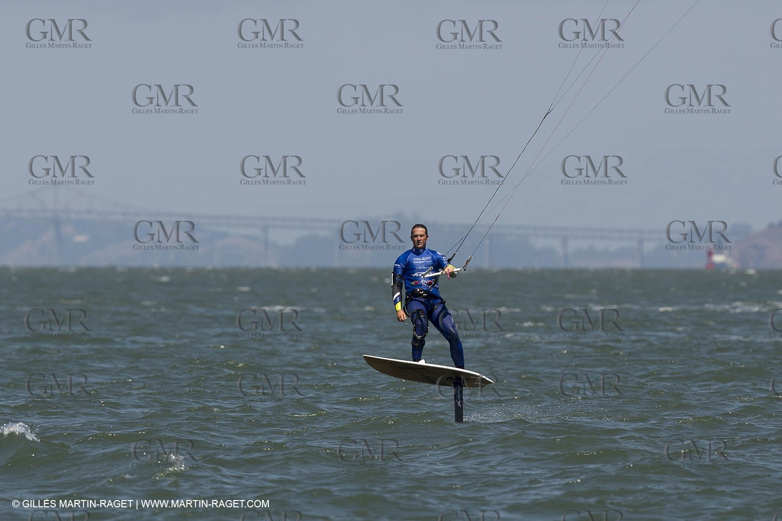 20 08 2013 - San Francisco (USA,CA) - French speed kit surfer Alex Caizergues sails with  Red Bull Youth America's Cup tem Next World Energy