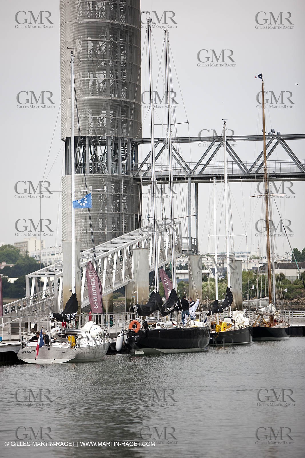 19 05 2010- Lorient- (FRA,56)  the five Pen Duick and l'Hydroptere in front of the Cité de la Voile Eric Tabarly