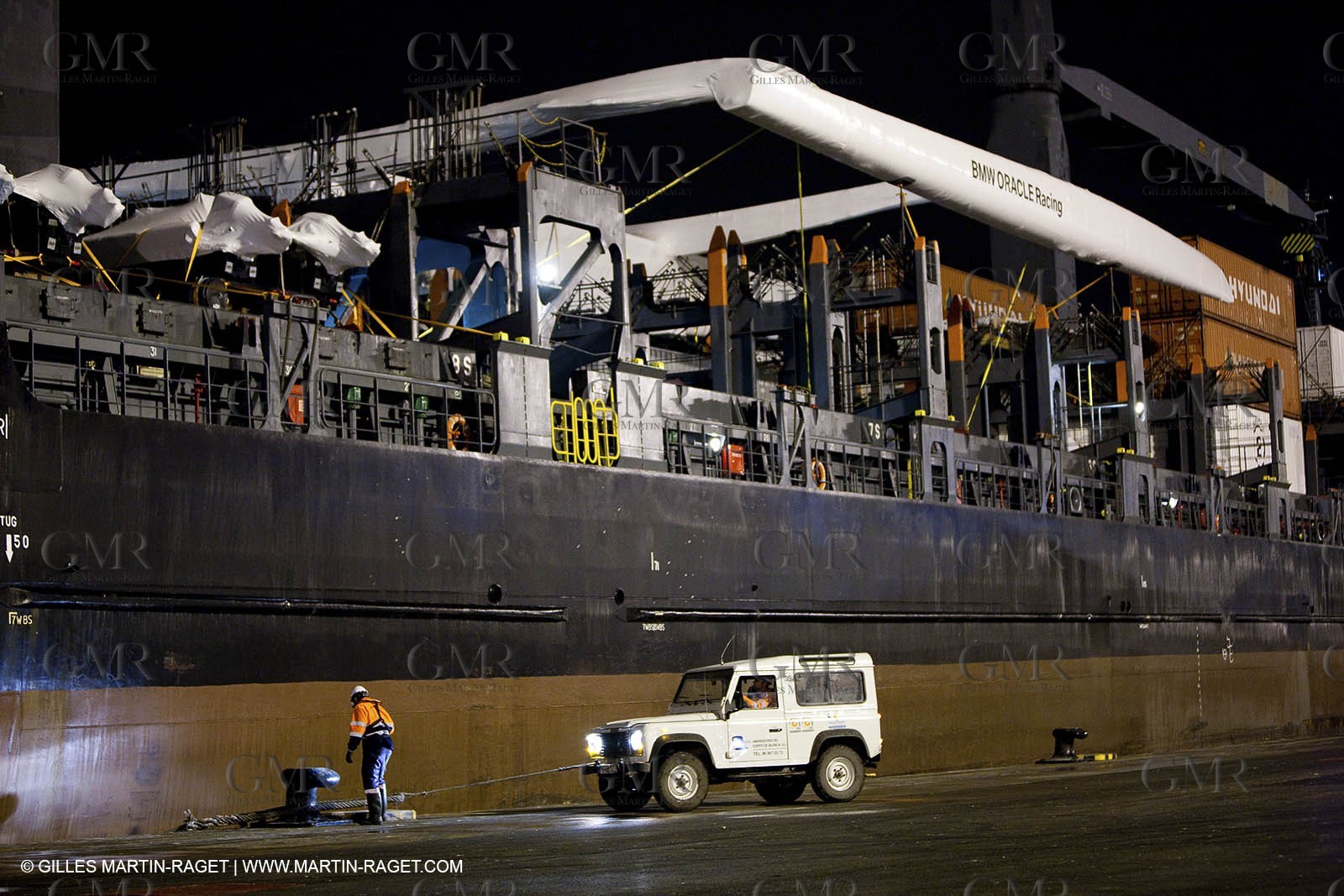 04 01 2010 - Valencia (ESP) - 33rd America's Cup - BMW ORACLE Racing - Arrival of Oceanlady in the port of Valencia