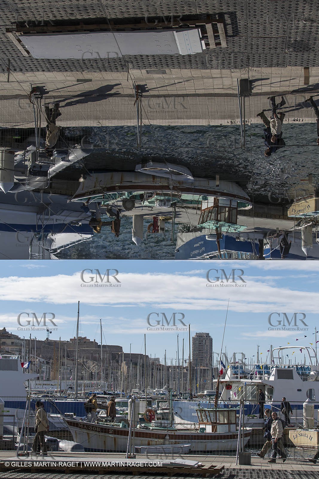 04 02 2013 - Marseille (FRA,13) - Vieux Port (historical port) refit - Works on the shadow maker