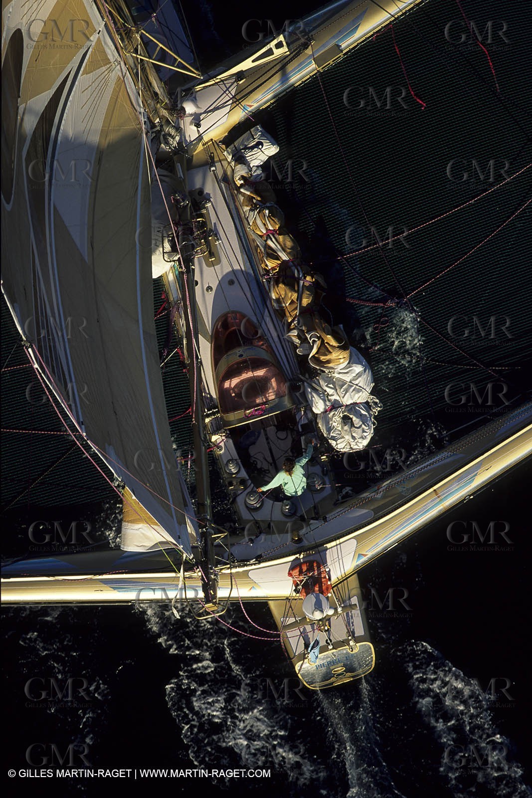 Florence Arthaud winner of the 1900 Route du Rhum on her boat Groupe Pierre 1er