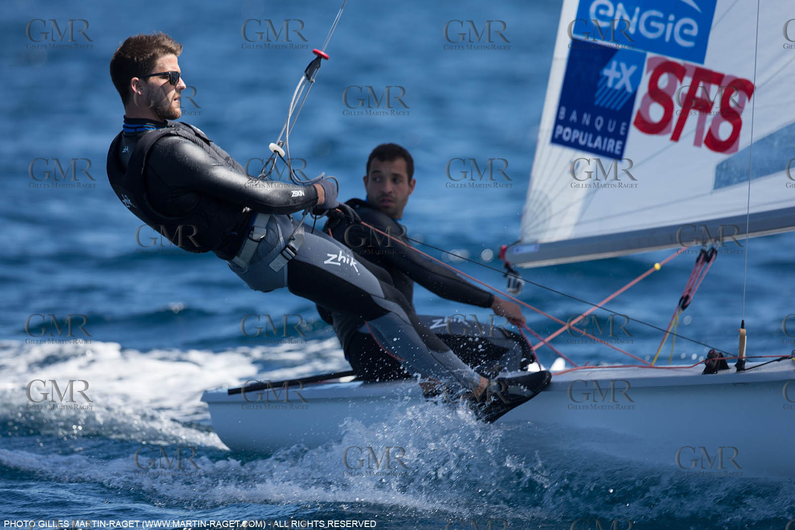 25 04 2016, Hyères (FRA,83), Jeux Olympiques Rio 2016, voile, 470, Sofian Bouvet   Jeremie Mion, SFS Voile