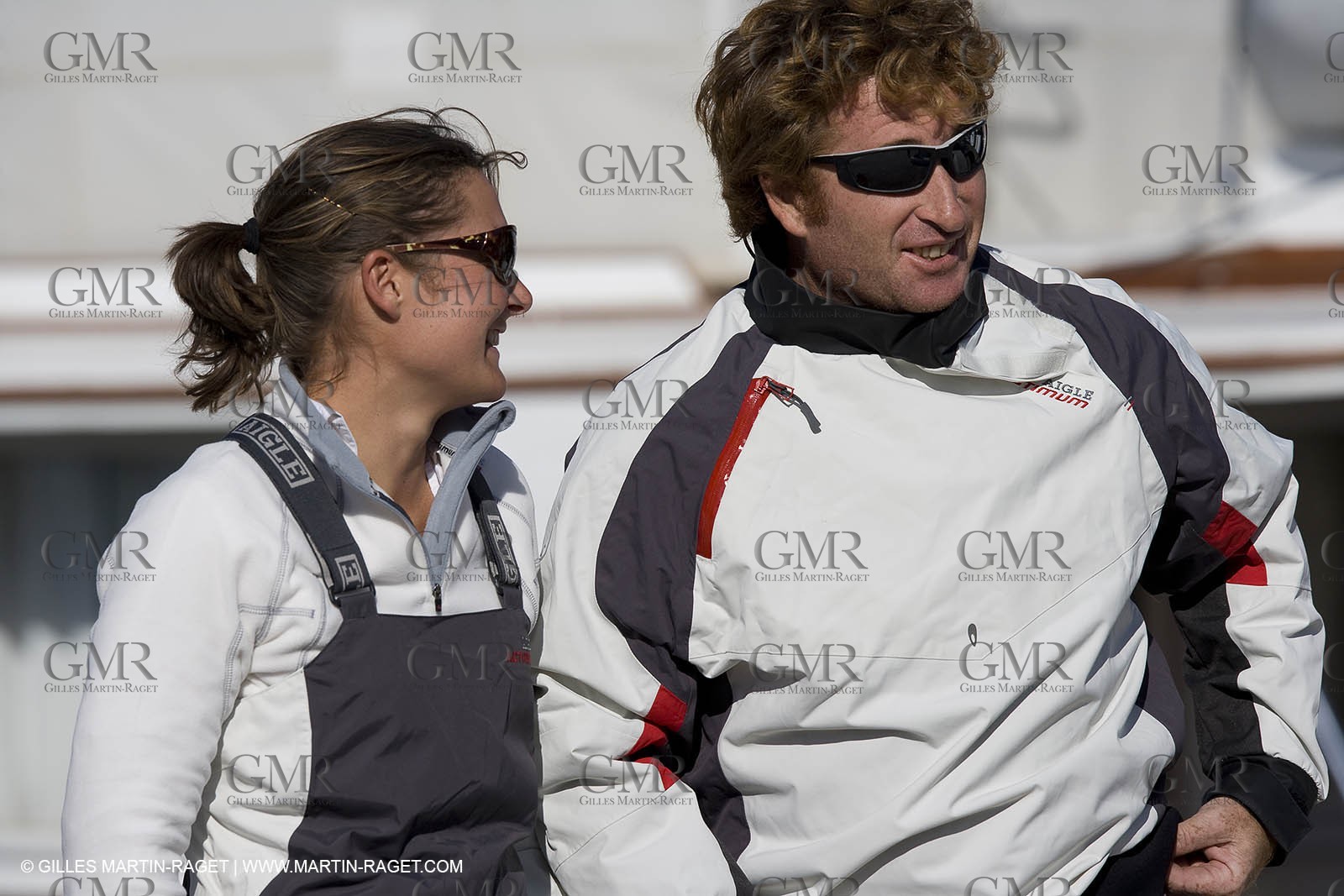 28 09 2007 - Marseille (FRA, 13) - Aigle Marine weather clothing showed in action by salors Marc Emig et Luce Molinier