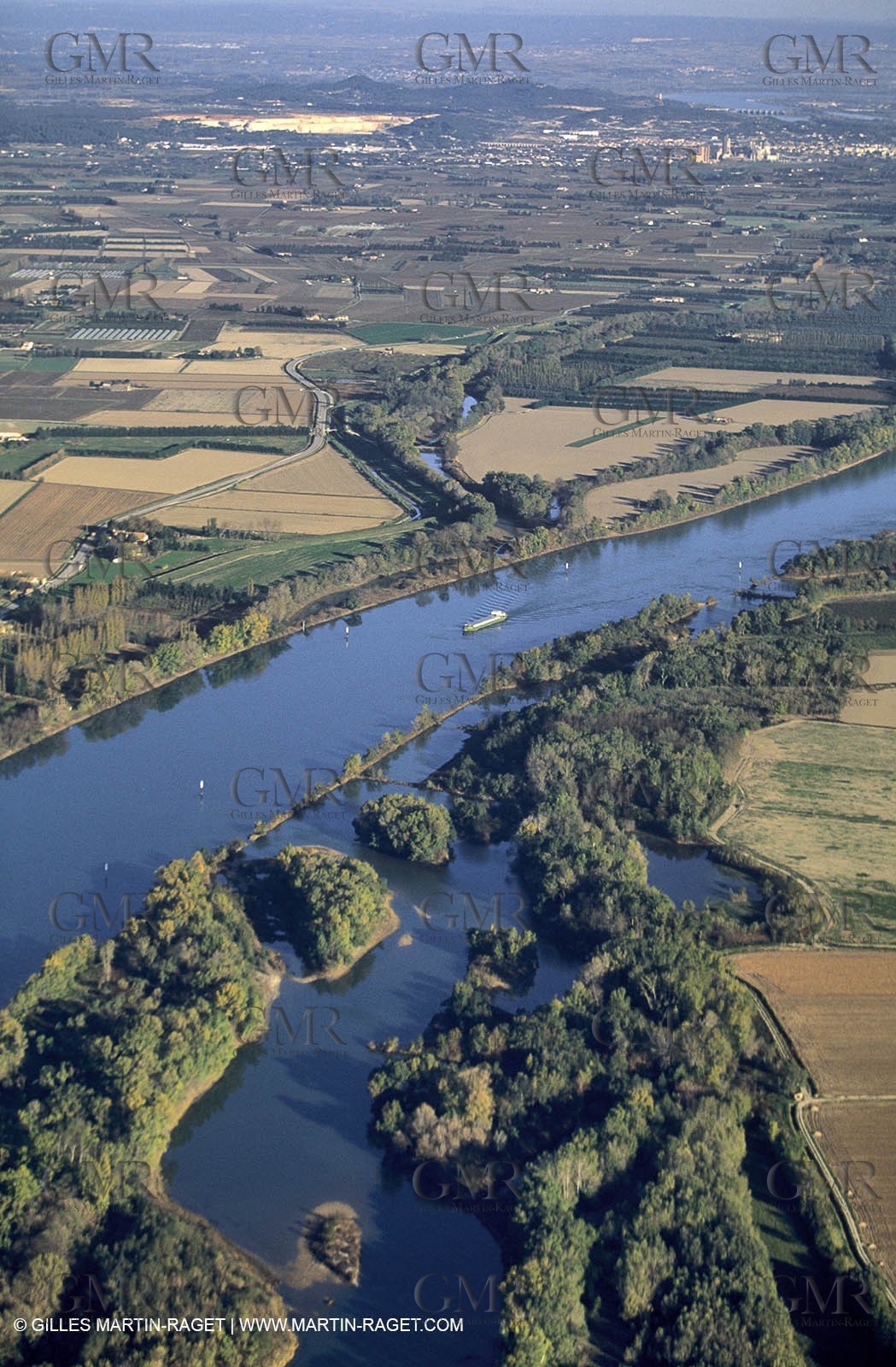 Rhone river north to Arles