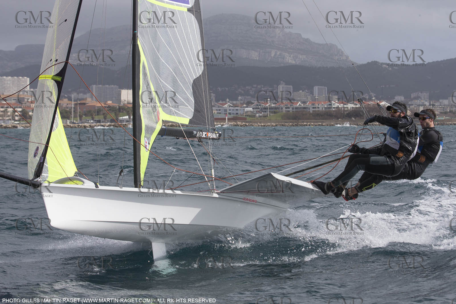 04 03 2016, Marseille (FRA,13), Olympic Sailing, 49er, french representatives Julien D'Ortoli Noë Delpech training