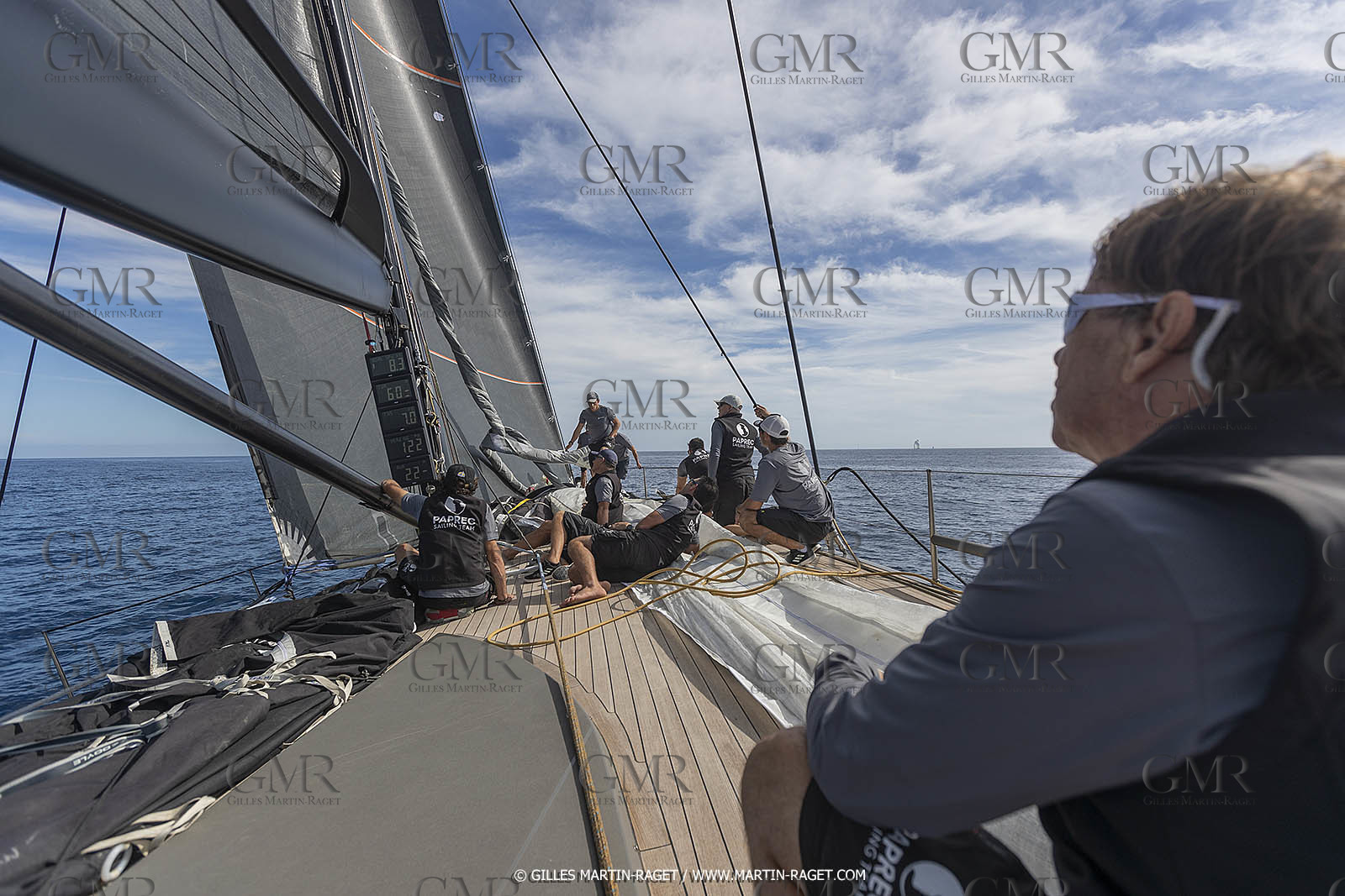 03 10 2022, Saint-Tropez (FRA,83), Voiles de Saint-Tropez 2022,  entraînement des maxis, A bord de Sipirit of Malouen X