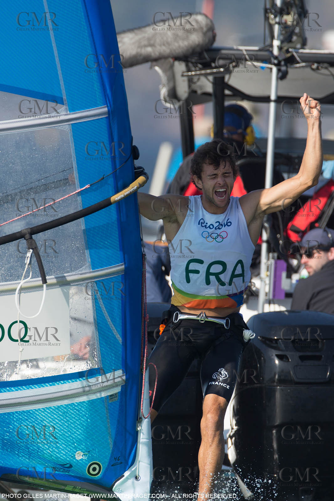 14 08 2016, Rio de Janeiro (BRA), 2016 Olympic Games, Sailing, RSX Men Medal race, Pierre Le Coq (FRA), bronze medalist