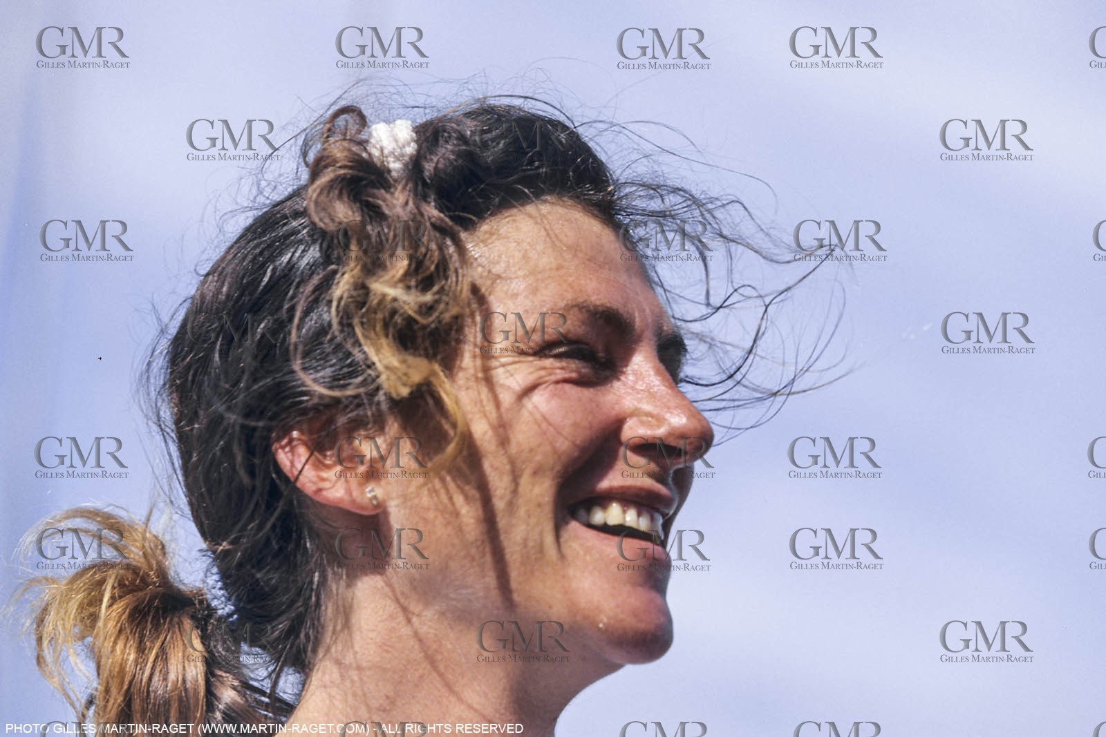 Saint Barthelemy, Transat AG2R 1996, arrivee de Jean Le Cam et Florence Arthaud (2emes)