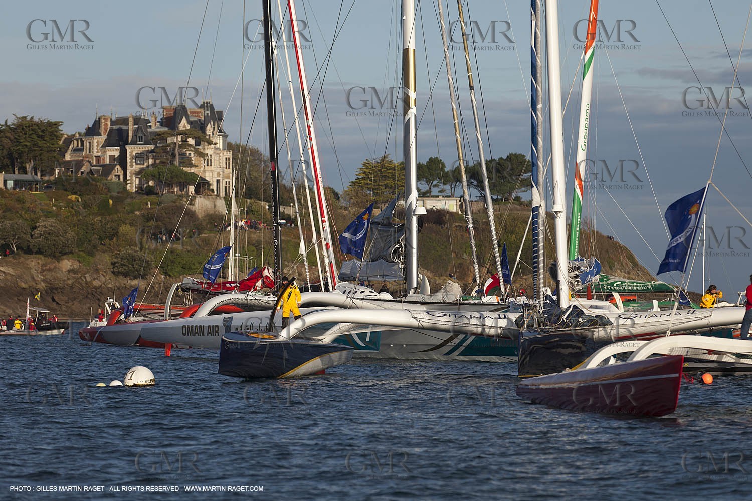 31 10 2010 - Saint Malo (FRA, 35) - Route du Rhum 2010 - Ambiances in Saint Malo prior to the start - Multihulls at the Mooring at Dinan