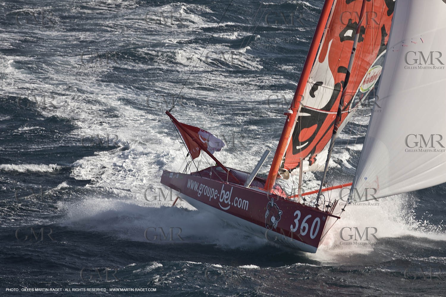 14 07 2008 - Port Camargue (FRA,30) Monocoques IMOCA - Vendée Globe 2008 - Kito de Pavant (Groupe Bel) training in strong breeze.