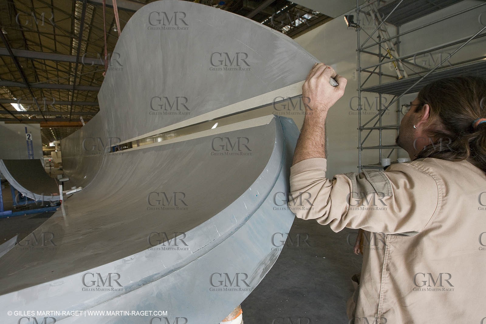 22 01 2008 - La Ciotat (FRA, 13) - Construction of cruising catamaran Nahema at H2X boatyard - Mould construction