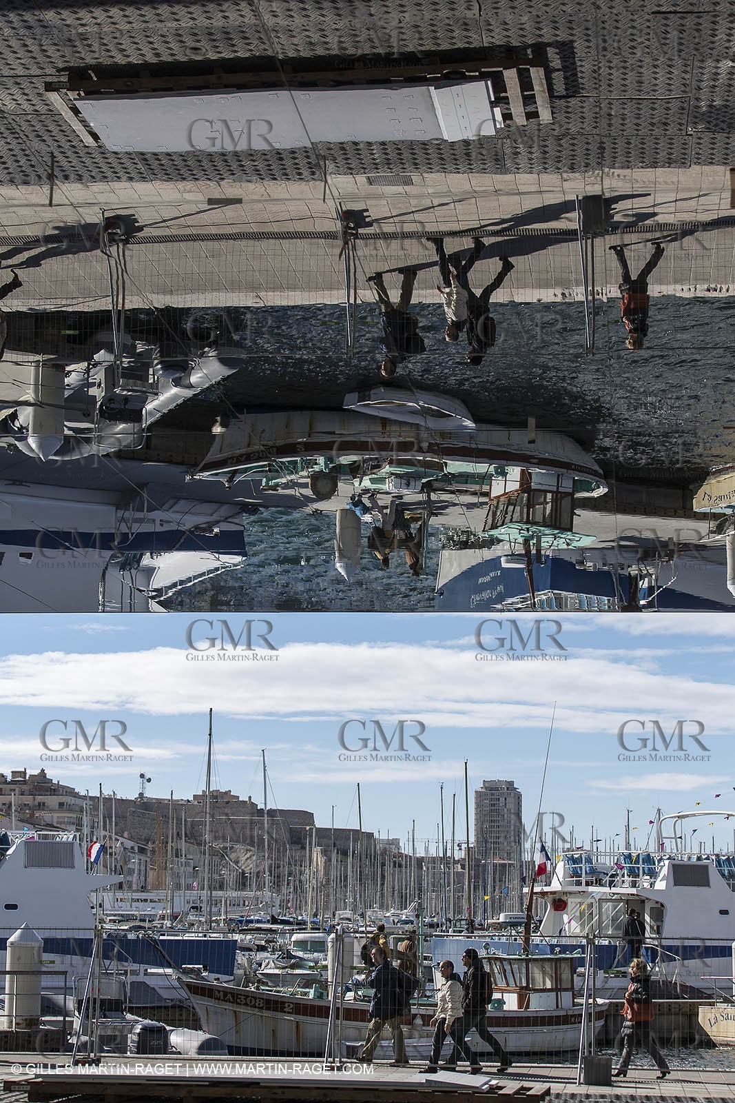 04 02 2013 - Marseille (FRA,13) - Vieux Port (historical port) refit - Works on the shadow maker