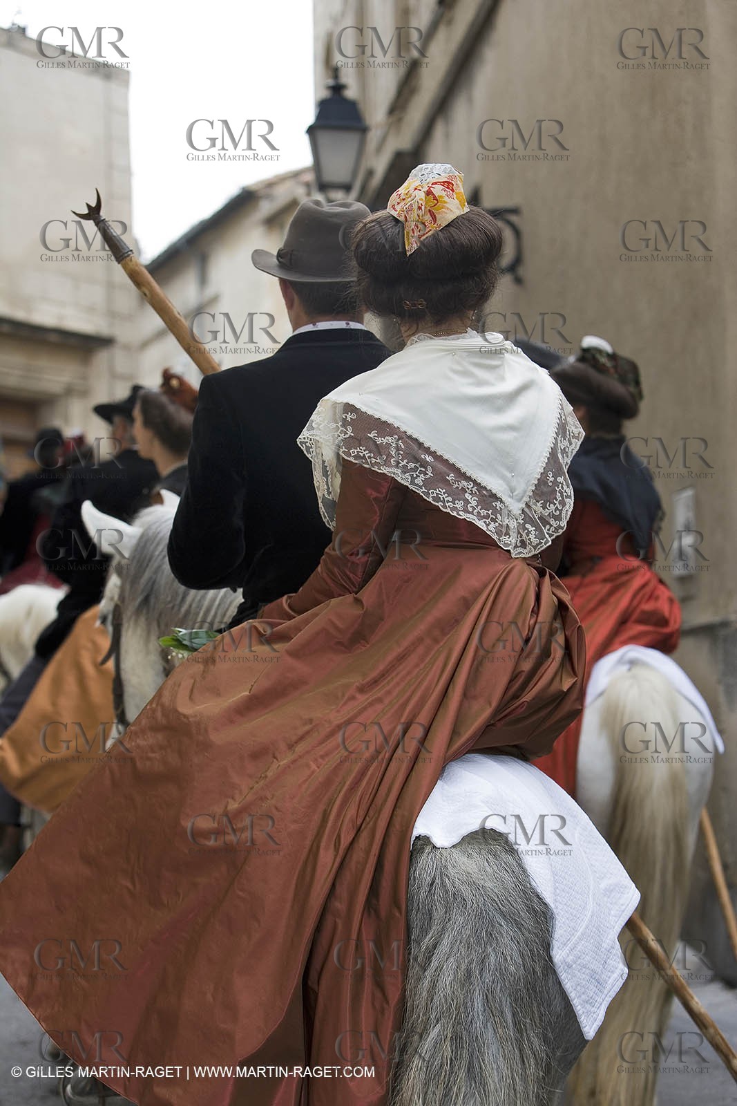 Arlésiennes in costume - Gardians (cow-boys) celebration - Arles