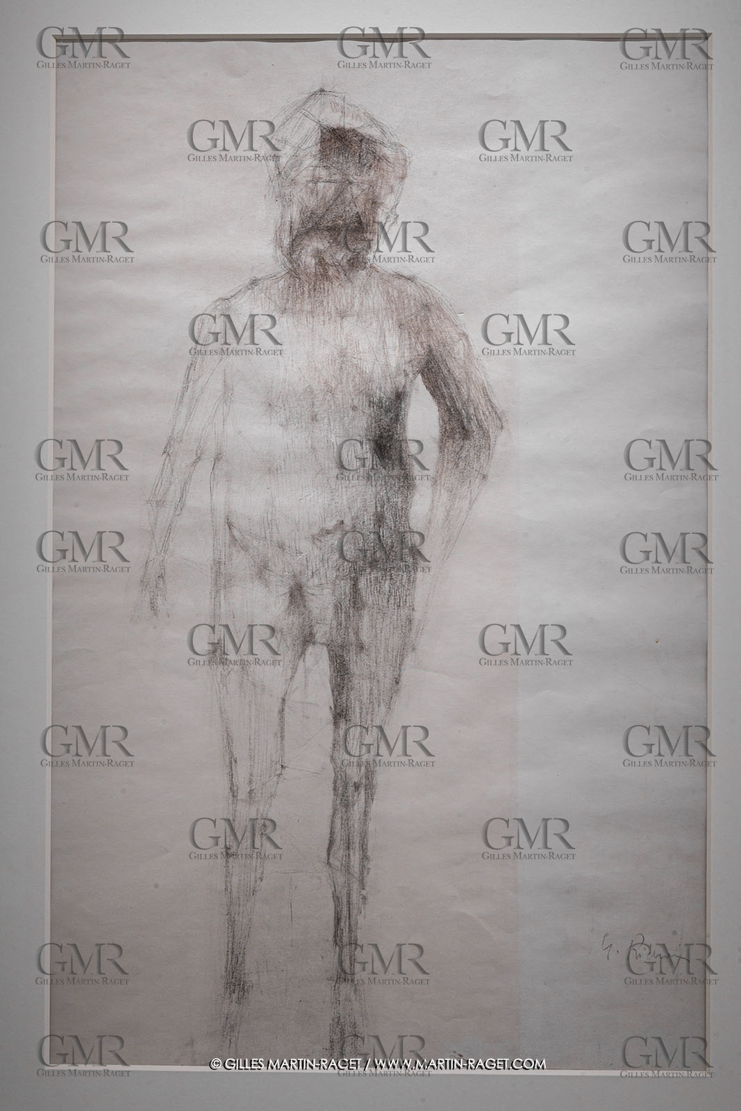 02 05 2023, Paris (FRA), oeuvre de Germaine Richier, Exposition Centre Pompidou 2023, L'Ogre 1950, mine de plkomb sur papier, signé en bas à droite, 65 x 30 cm, Galerie de la Béraudière, Bruxelles