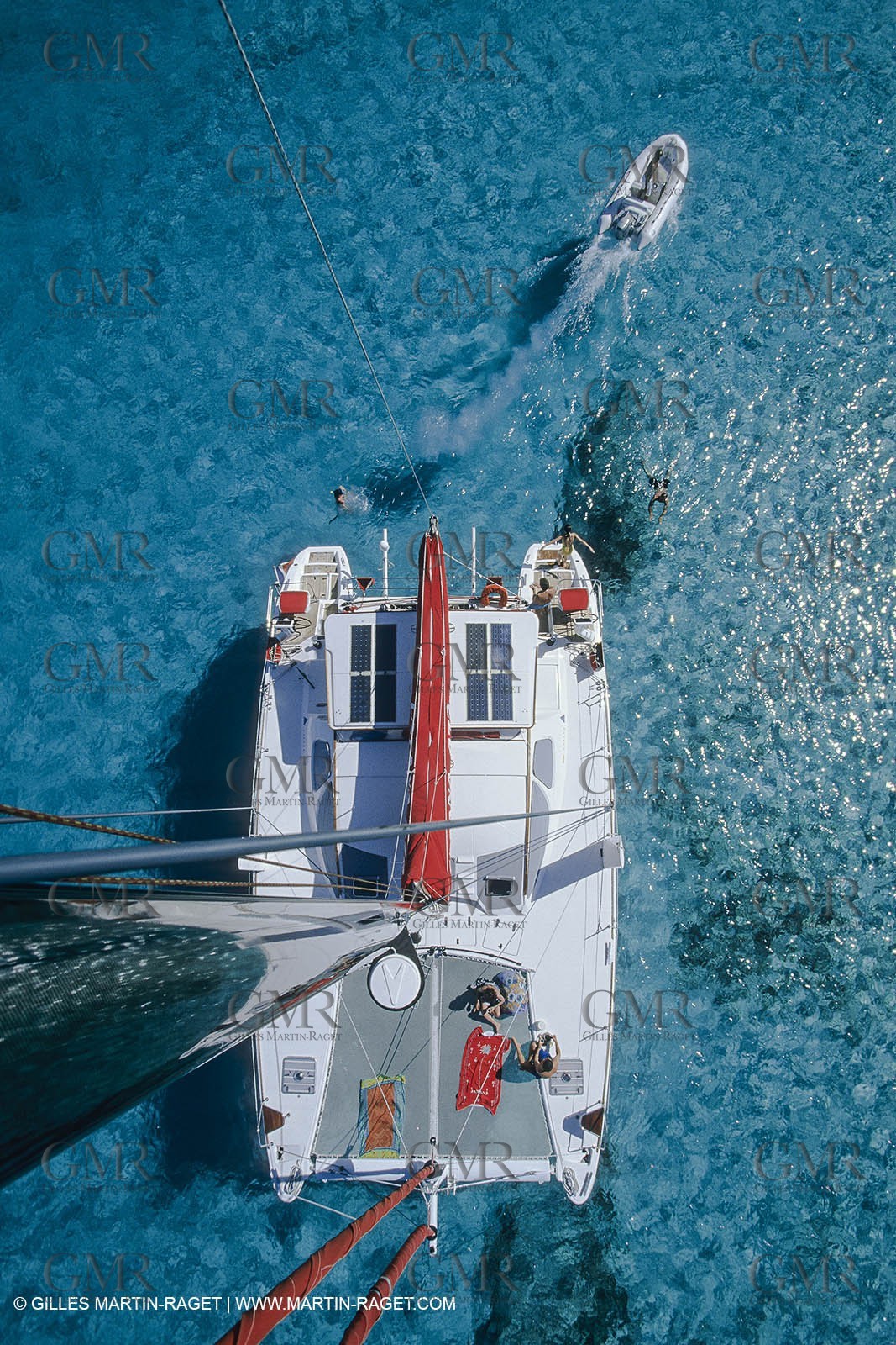 Sailing, cruising, multihull at the mooring