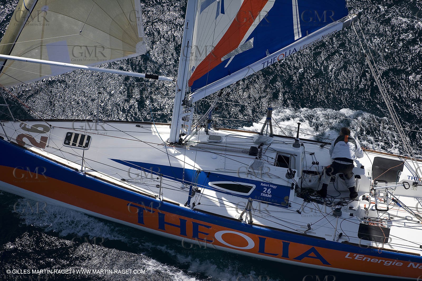 06-26-2007 - FIGARO II - THEOLIA - Skipper : Robert Nagy - Training off Marseille (south France) with strong wind conditions