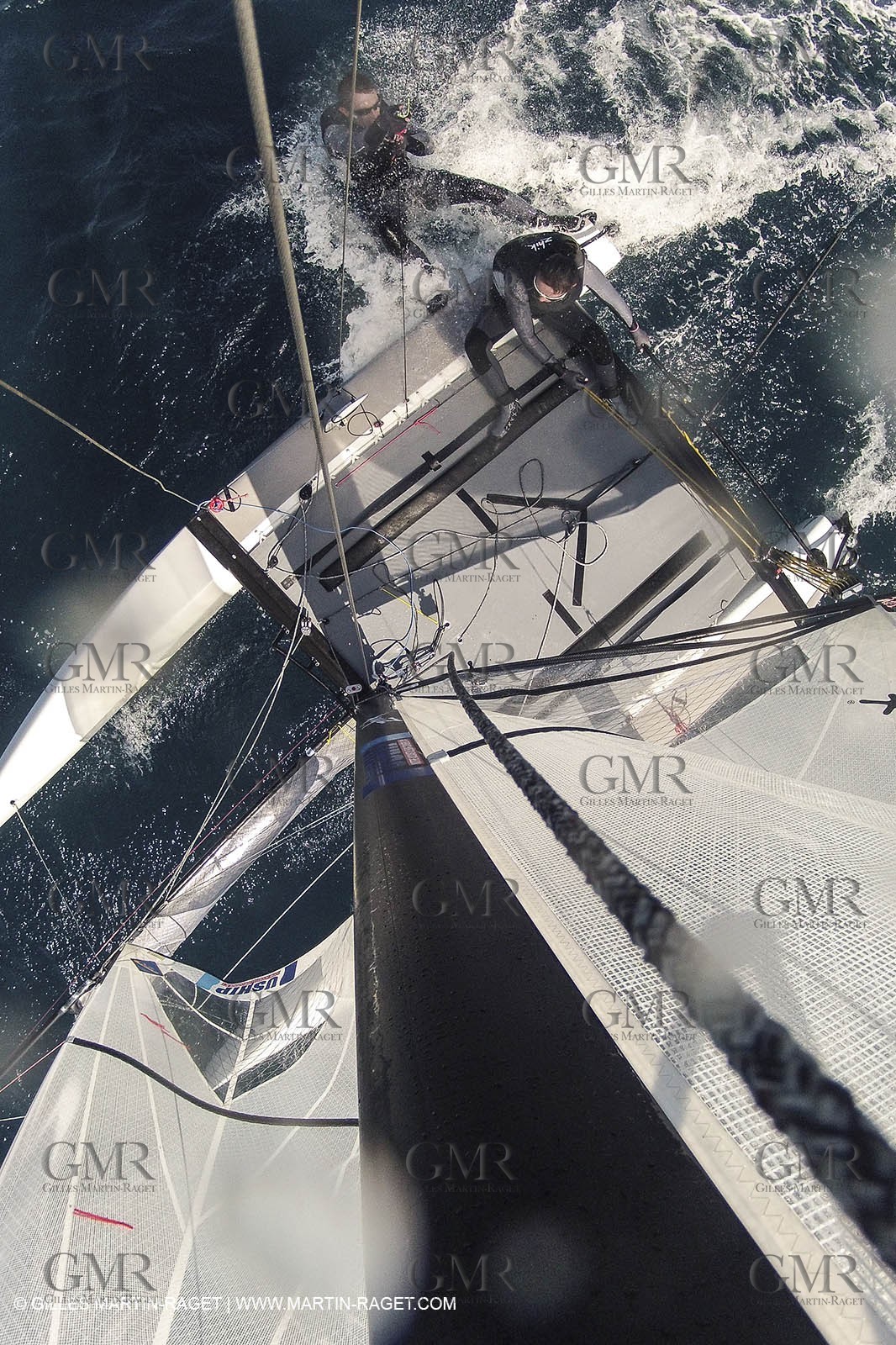 26 03 2013 - Marseille (FRA,13) - Ingrid Petitjean et Olivier backes training on their Nacra 17 in breezy conditions