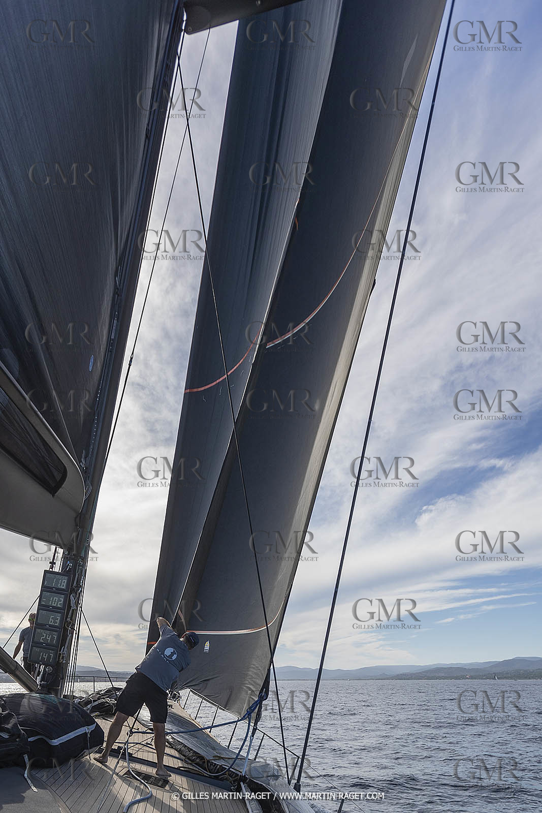 03 10 2022, Saint-Tropez (FRA,83), Voiles de Saint-Tropez 2022,  entraînement des maxis, A bord de Sipirit of Malouen X