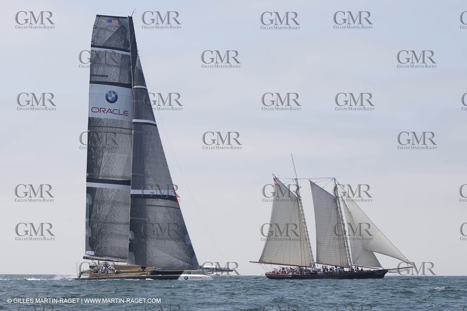 11 08 2009 - San Diego (USA,CA) - 33rd America's Cup - BMW ORACLE Racing - Team and Challenge presentation special event - BOR 90 and the schooner America replica