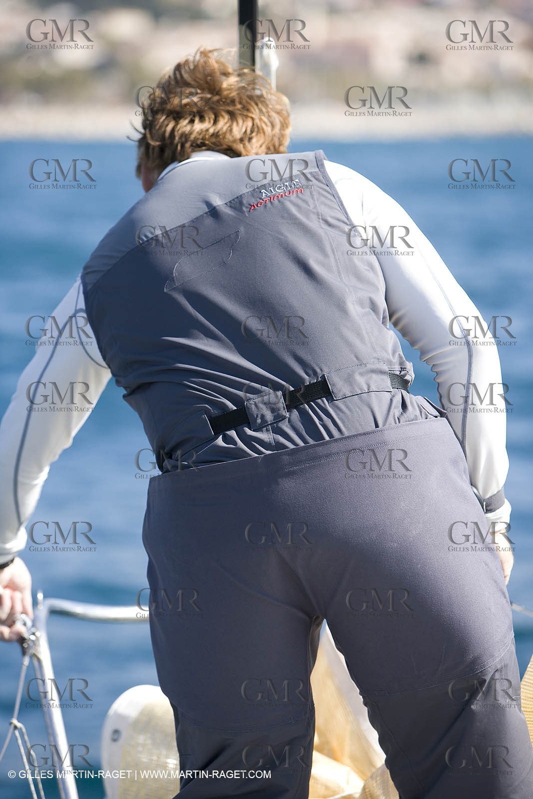 28 09 2007 - Marseille (FRA, 13) - Aigle Marine weather clothing showed in action by salors Marc Emig et Luce Molinier