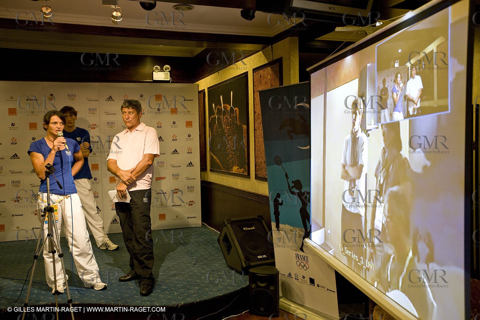 07 08 2008 - Qingdao (CHN) - Olympic games - Sailing - Opening of Club France at Grand Regency hotel and press conference with main press center in Beijing.