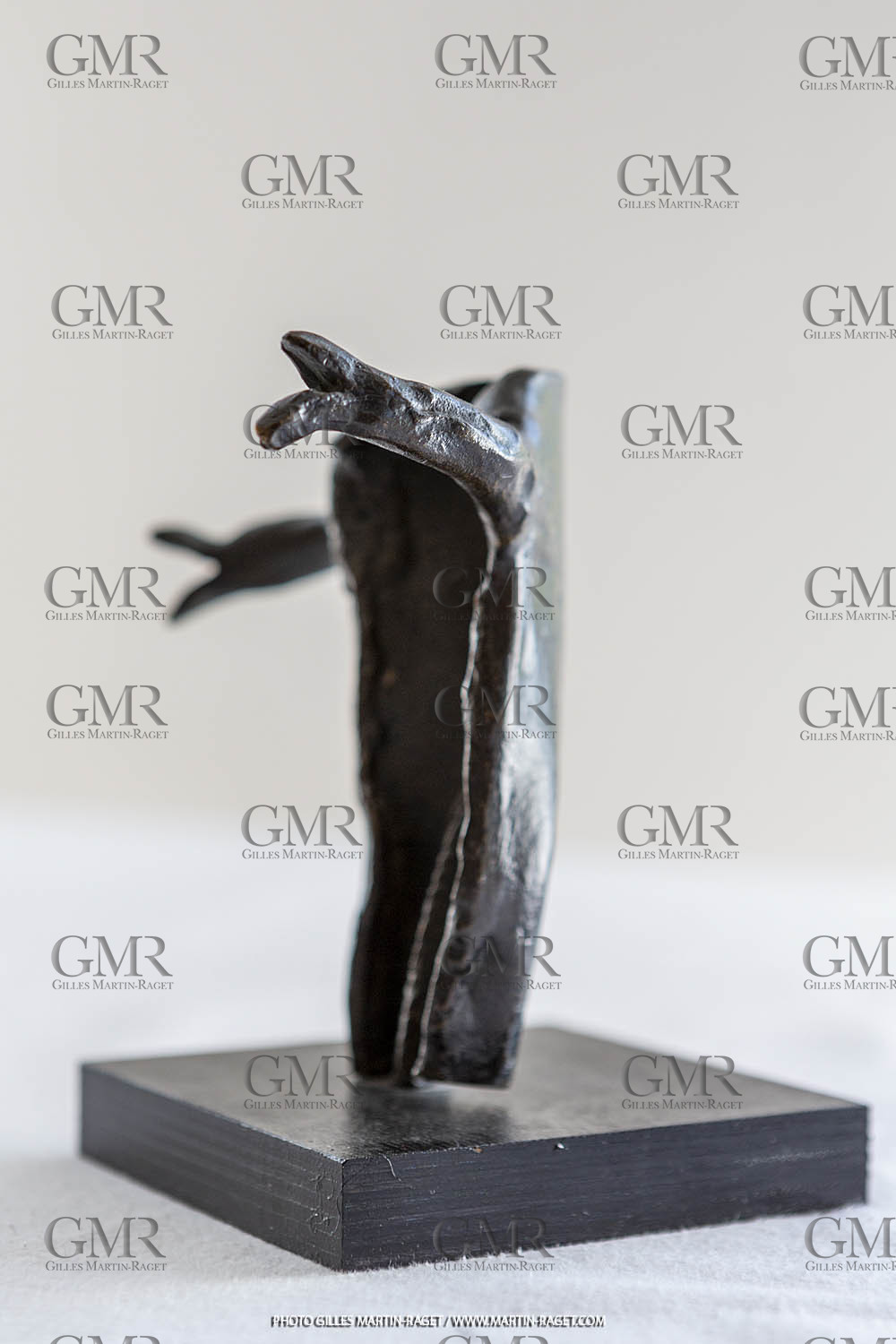 08 06 2012, St Rémy de Provence, Oeuvre de Germaine Richier, Guerrier n° 6 1953, Bronze patiné foncé, Epreuve d'exposition, 14 x 14 x 10,5 cm, Collection particulière
