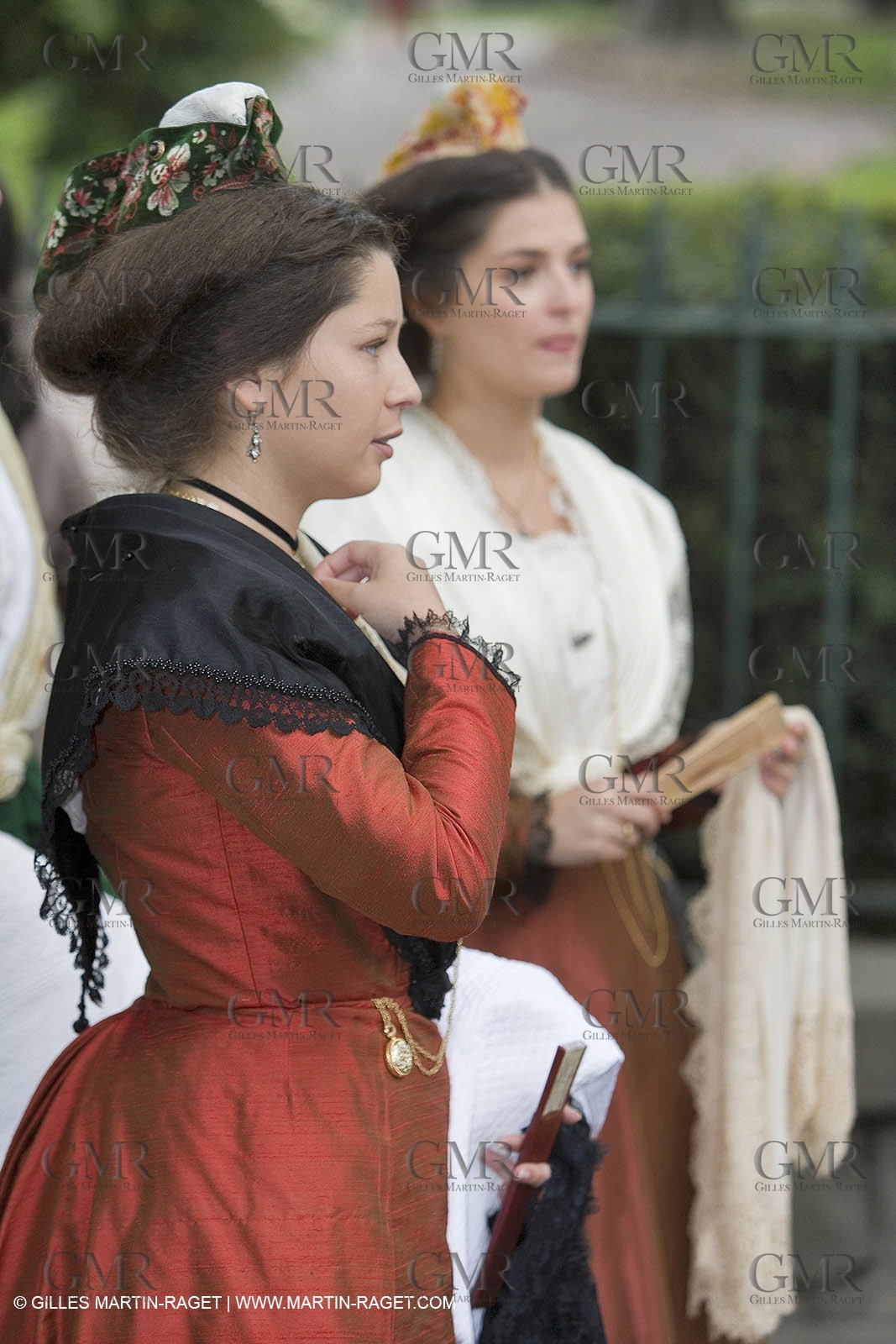 Arlésiennes in costume - Gardians (cow-boys) celebration - Arles